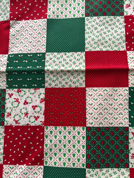 Christmas Vintage Mini Prints in Red Green White Boxes 100% Lightweight Cotton Price per Yard