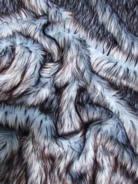 Tejido de piel sintética de pelo largo «Husky de Alaska del Ártico azul hielo» / Se vende por yardas