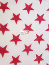 Stars White/Red Cotton Polyester Fabric
