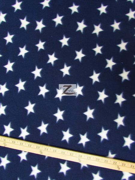 Tejido polar azul y blanco con estrellas