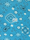 Pañuelo tipo bandana de tela estampada de poliéster y algodón con diseño de cachemira / Turquesa / Se vende por metros||color: Turquesa