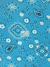 Pañuelo tipo bandana de tela estampada de poliéster y algodón con motivo de cachemira / Turquesa / Se vende por metros