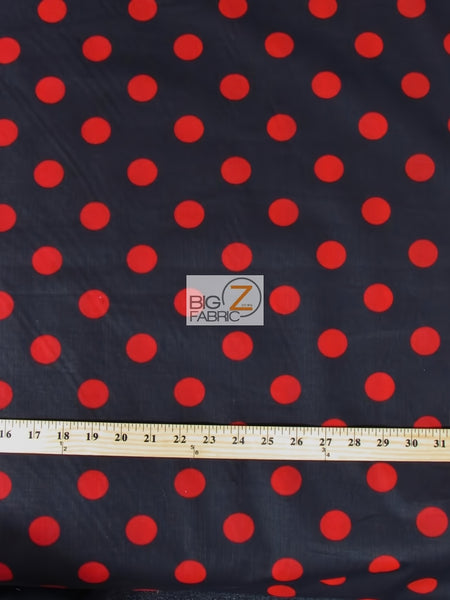 Poly Cotton Printed Fabric Big Polka Dots / Black/Red Dots / Sold By The Yard