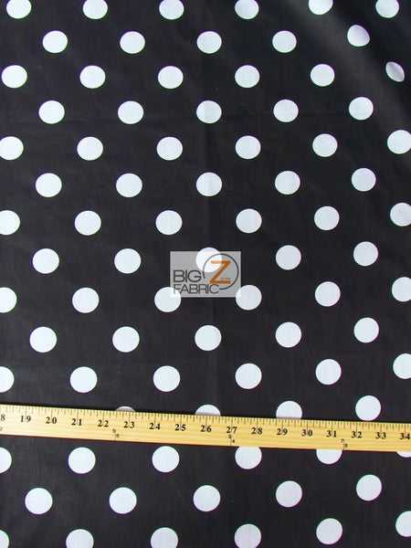 Tela estampada de poliéster y algodón con lunares grandes / Lunares negros y blancos / Se vende por metros||color: Negro
