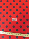 Poly Cotton Printed Fabric Big Polka Dots / Red/Black Dots / Sold By The Yard||color:Red/Black