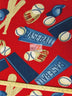 Tejido de felpa con motivos de béisbol (pelota y bate)