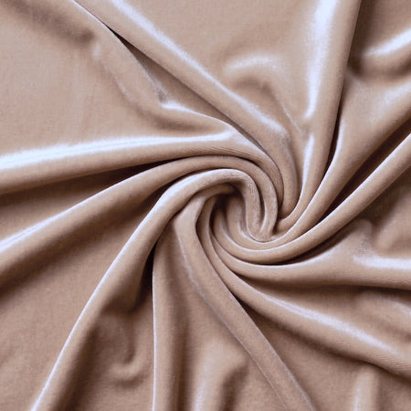 Heavy Stretch Velvet Spandex Fabric||color:Beige
