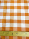 Tela estampada de algodón y poliéster con diseño de cuadros vichy / Naranja / Se vende por metros