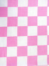 Tela estampada de poliéster y algodón, a cuadros cuadrados / rosa y blanco / se vende por metros