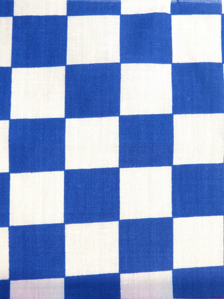 Poly Cotton Printed Fabric Square Checkered / Royal/White / Sold By The Yard||color:Royal Blue
