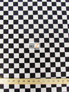 Poly Cotton Printed Fabric Square Checkered / Black/White / Sold By The Yard