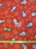 Christmas Holiday Red Snowman Fleece Fabric