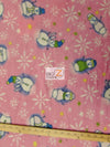 Christmas Holiday Snowman Pink Fleece Fabric