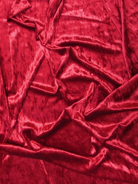 Tela de terciopelo elástico arrugado para disfraces / Roja / Se vende por yardas