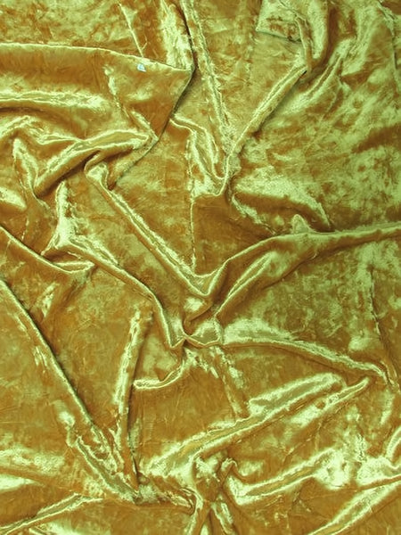 Tela de terciopelo elástico arrugado para disfraces / Dorada / Se vende por yardas