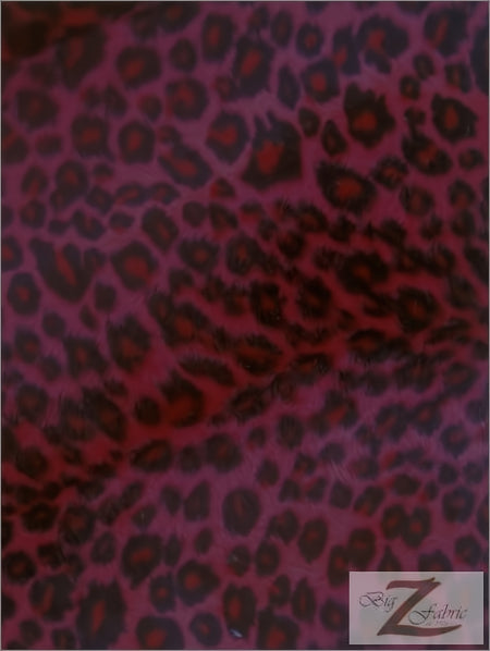 Red/Black Spot Velboa Cheetah Animal Short Pile Fabric / Sold By The Yard||color:Red/Black Cheetah