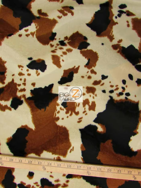 Brown/Black/Off White Velboa Cow Animal Short Pile Fabric / Sold By The Yard||color:Brown/Black Cow