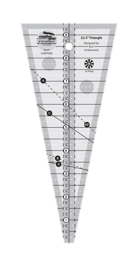 Regla triangular Creative Grids de 22-1/2 grados