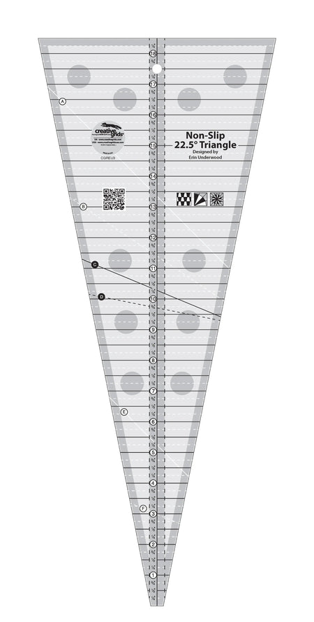 Regla triangular para acolchar Creative Grids de 22,5 grados