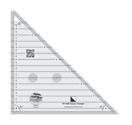 Regla para acolchar Creative Grids de 45 grados y medio cuadrado triangular de 8-1/2 pulgadas