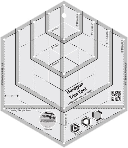 Regla para acolchar Creative Grids Hexagon Trim Tool