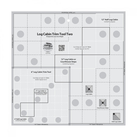 Regla para acolchar Creative Grids Log Cabin Trim Tool con dos bloques de 15 cm y 30 cm