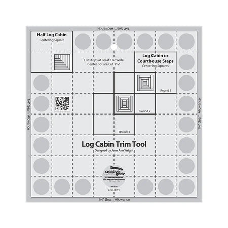 Herramienta de corte Creative Grids Log Cabin para bloques acabados de 8 pulgadas Regla para acolchar