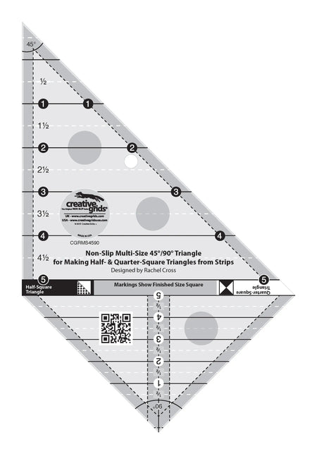 Regla para acolchar Creative Grids Multi Size Triangle de 45 y 90 grados