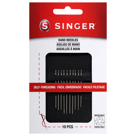 Agujas de coser manuales SINGER® con enhebrado automático, paquete de 10