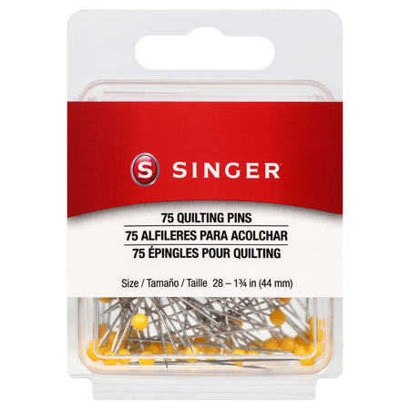 Alfileres para acolchar con cabeza esférica SINGER® 75 - Talla 28, 4,4 cm