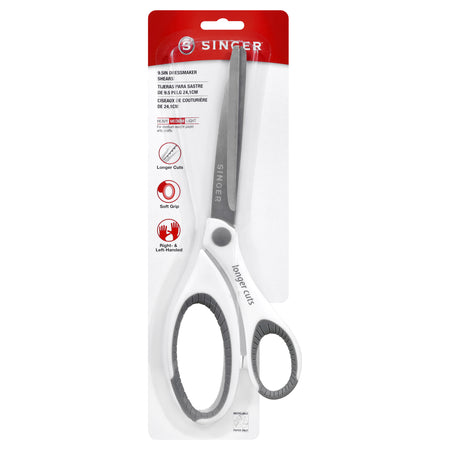 Tijeras de sastrería SINGER® de 24 cm, de alta resistencia y mango curvo, con empuñadura ergonómica