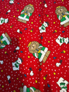Christmas Vintage Lions Polar Bears on Red 100% Lightweight Cotton Price per Yard