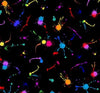 Neon Painted Splash Dots on Black