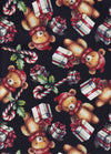 Ositos navideños y bastones de caramelo en impresión digital sobre fondo negro
