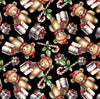Ositos navideños y bastones de caramelo en impresión digital sobre fondo negro