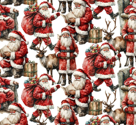 Escenas navideñas con Papá Noel sobre fondo blanco