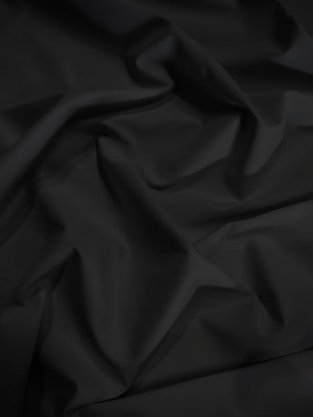 Tejido de sarga de poliéster y algodón, liso y reversible, para ropa de gala / Negro / Se vende por metros