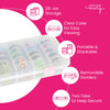 Estuche de almacenamiento «Everything Mary Clear» con 28 tarros extraíbles – Organizador portátil para materiales de manualidades