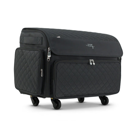Everything Mary XL Rolling Sewing Machine Case with Wheels in Black Quilted – Sewing Machine Tote Bag for Travel, Classes & Quilting