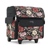 Everything Mary Rolling Serger Tote with Wheels in Red & Tan Floral – Serger Machine Carrying Case with Securing Strap for Travel & Classes
