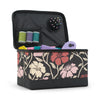 Organizador para caja de costura «Everything Mary» con estampado floral en rojo y beige – Estuche plegable de tela blanda para kit de costura con alfiletero y bolsillo para guardar accesorios de costura