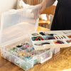Caja de almacenamiento «Everything Mary» para manualidades y aficiones, con 30 compartimentos: organizador transparente y gris para materiales de costura y herramientas de bricolaje