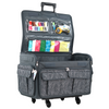Todo Mary XXL Maleta plegable con ruedas para guardar la máquina de coser, 4 ruedas, gris con motivos florales