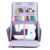 Estuche plegable de lujo con ruedas XL para guardar máquinas de coser, con diseño floral morado
