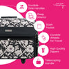 Maleta plegable con ruedas para guardar la máquina de coser Everything Mary XL de 4 ruedas, con diseño floral artístico