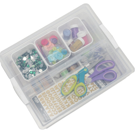 Everything Mary 7-Piece Clear Plastic Craft & Hobby Storage Container with Removable Bins