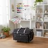Everything Mary XXL 4 Wheel Collapsible Rolling Sewing Machine Storage Case, Black & Floral Trim