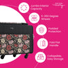 Everything Mary Jumbo Rolling Sewing Machine Case with 5 Wheels in Red & Tan Floral – Extra-Large Padded Craft Storage Tote for Travel & Classes