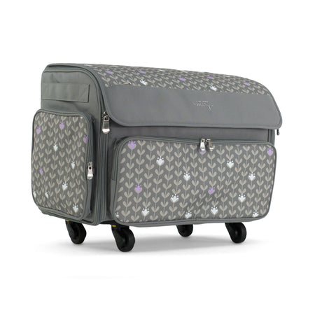 Everything Mary XL Rolling Sewing Machine Case with Wheels in Purple Floral – Sewing Machine Tote Bag for Travel, Classes & Quilting