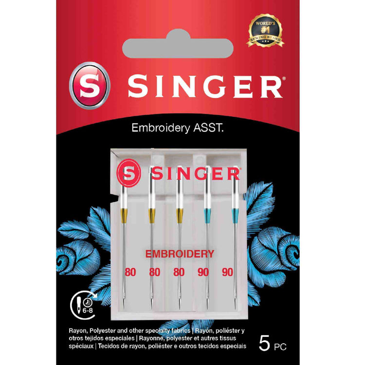 Aiguilles à broder SINGER® de tailles assorties, paquet de 5 -- Image du produit